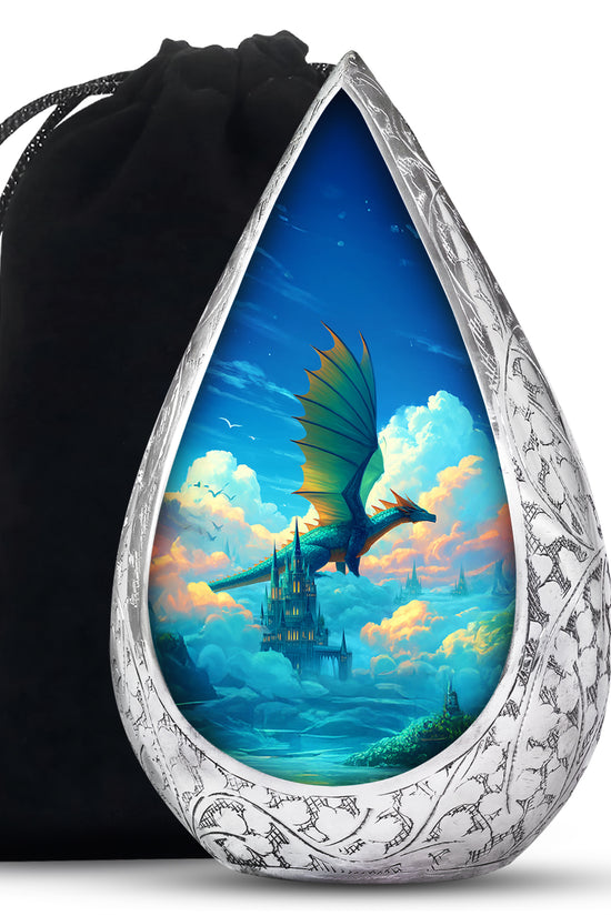Unique Dragon Memorial Urn - Castle Scene Cremation Urn For Burial