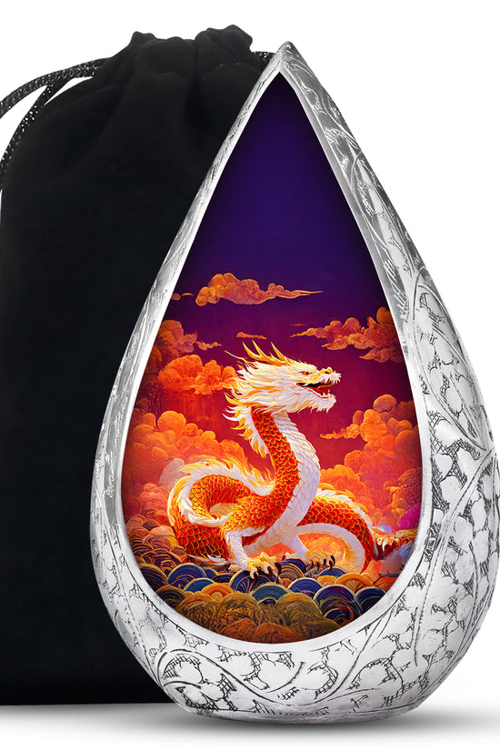 Asian Dragon Memorial Urn - Fire Themed Cremation Urn For Loved Ones