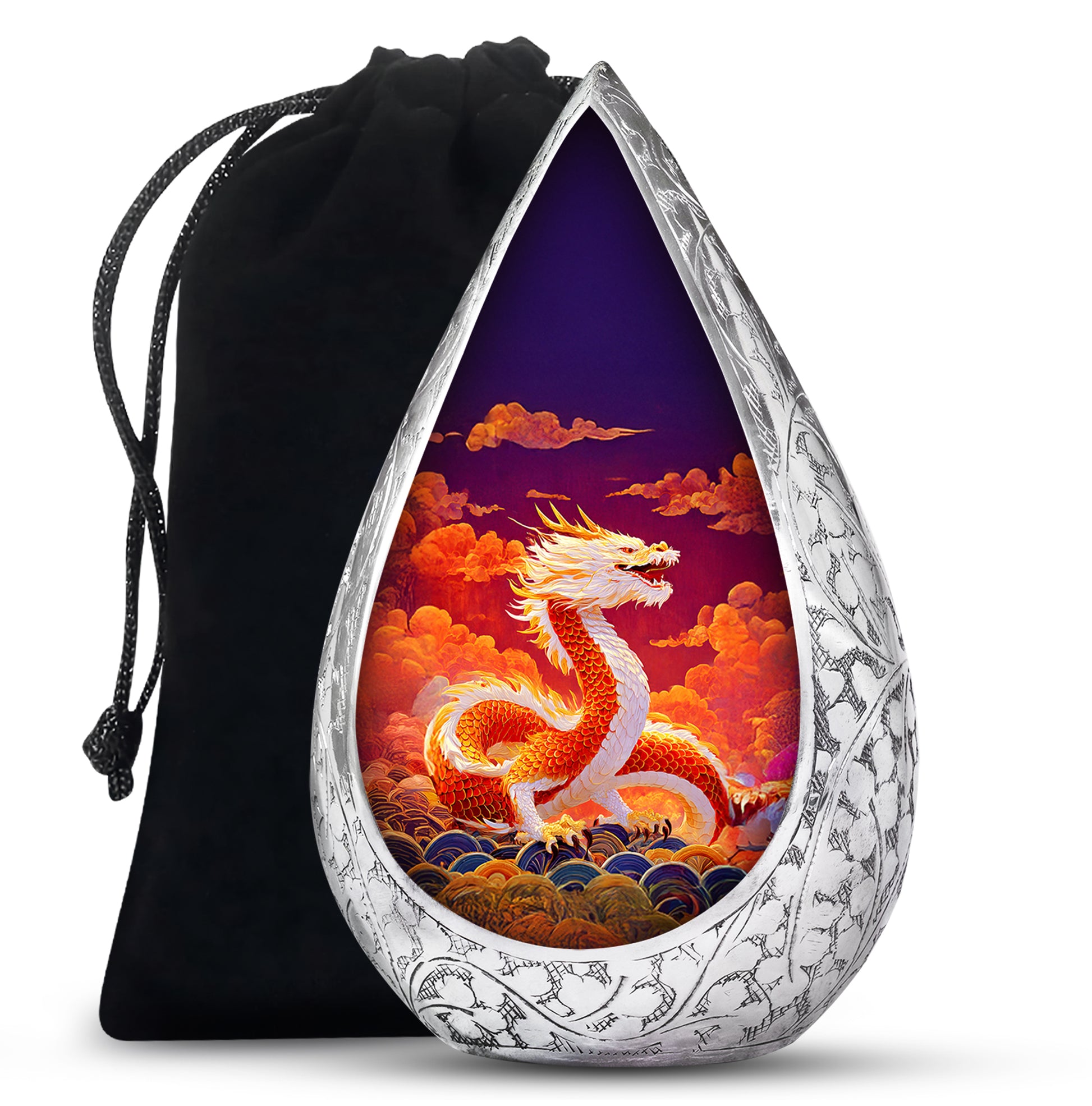 Asian Dragon Memorial Urn - Fire Themed Cremation Urn For Loved Ones