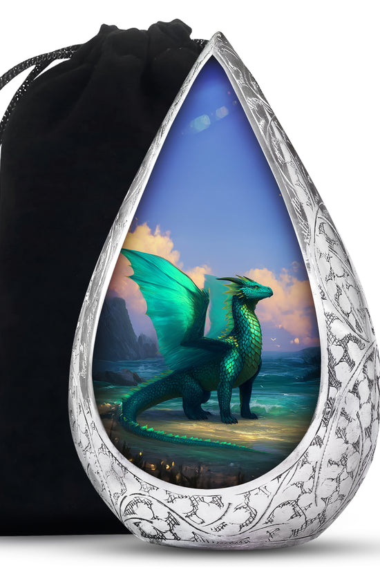 Green Dragon Memorial Urn For Ashes - Beautiful Cremation Urn For Burial