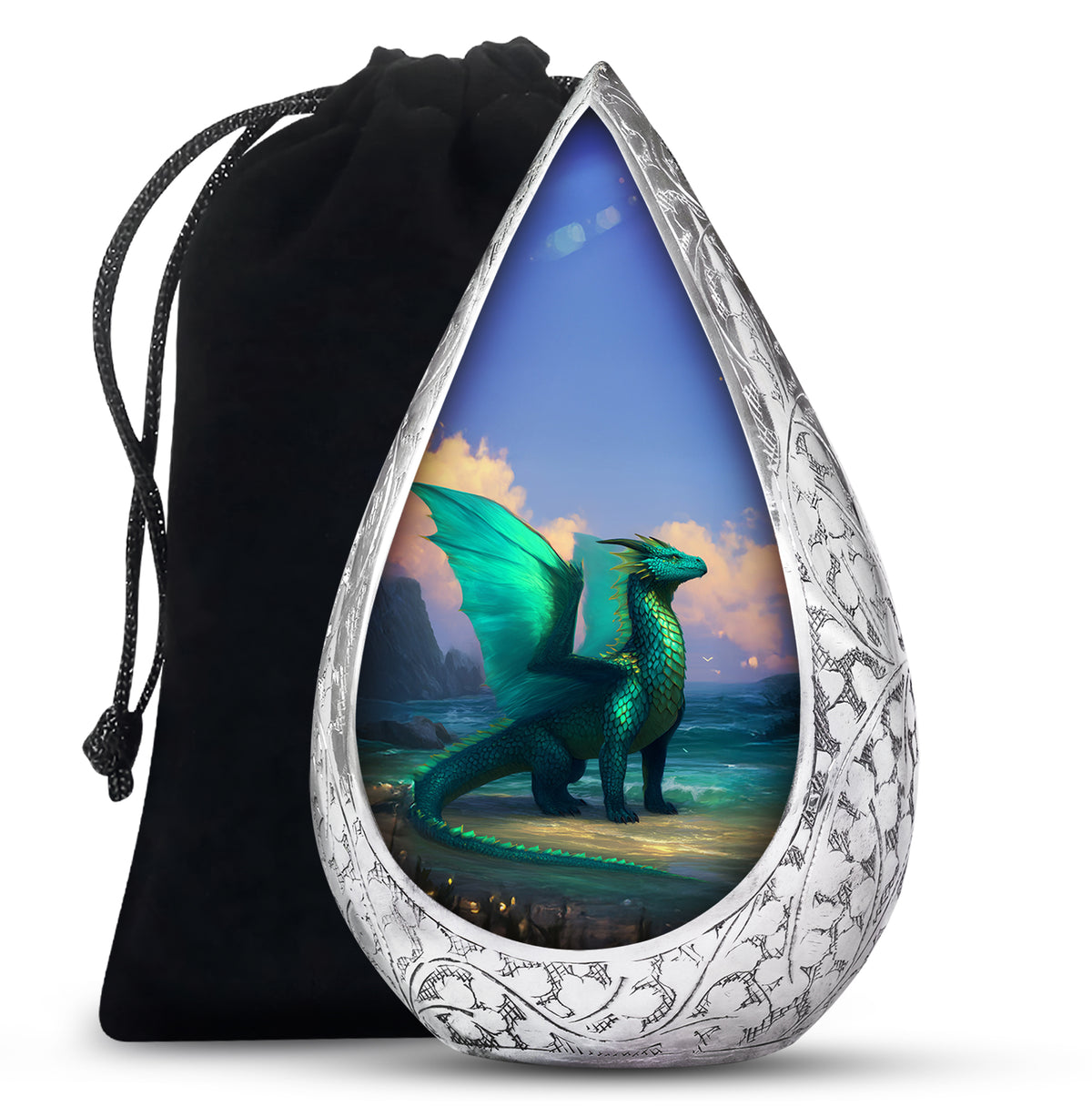 Green Dragon Memorial Urn For Ashes - Beautiful Cremation Urn For Burial