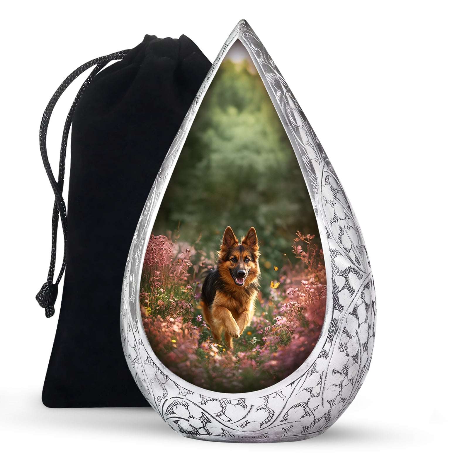 German Shephard Themed Burial Urn - Beautiful Urns For Pet Ashes