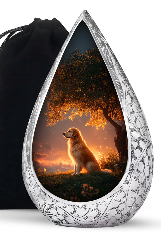 Brown Dog Funeral Urn - Beautiful Sunset Scenic Urns For Pet Ashes