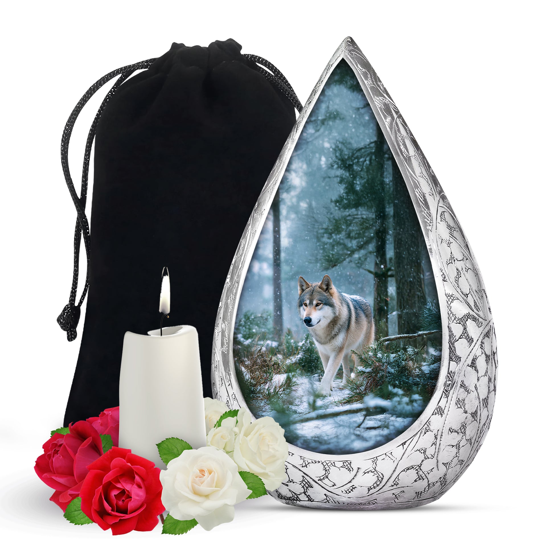 Dog Memorial Urn For Ashes - Husky Themed Cremation Urn For Pet Dog