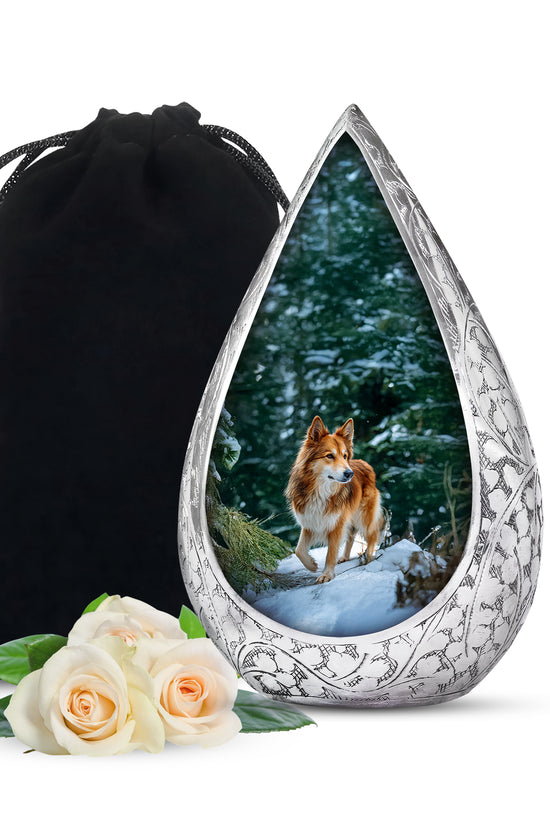 Brown Dog Urn For Cremated Ashes - Snowy Mountain Urns For Pet