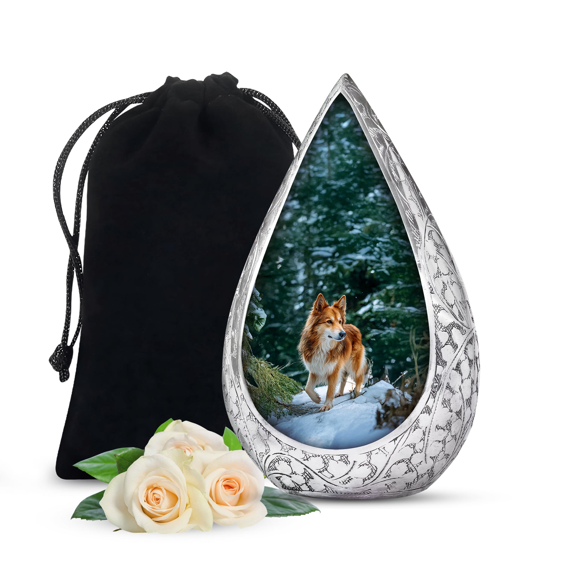 Brown Dog Urn For Cremated Ashes - Snowy Mountain Urns For Pet