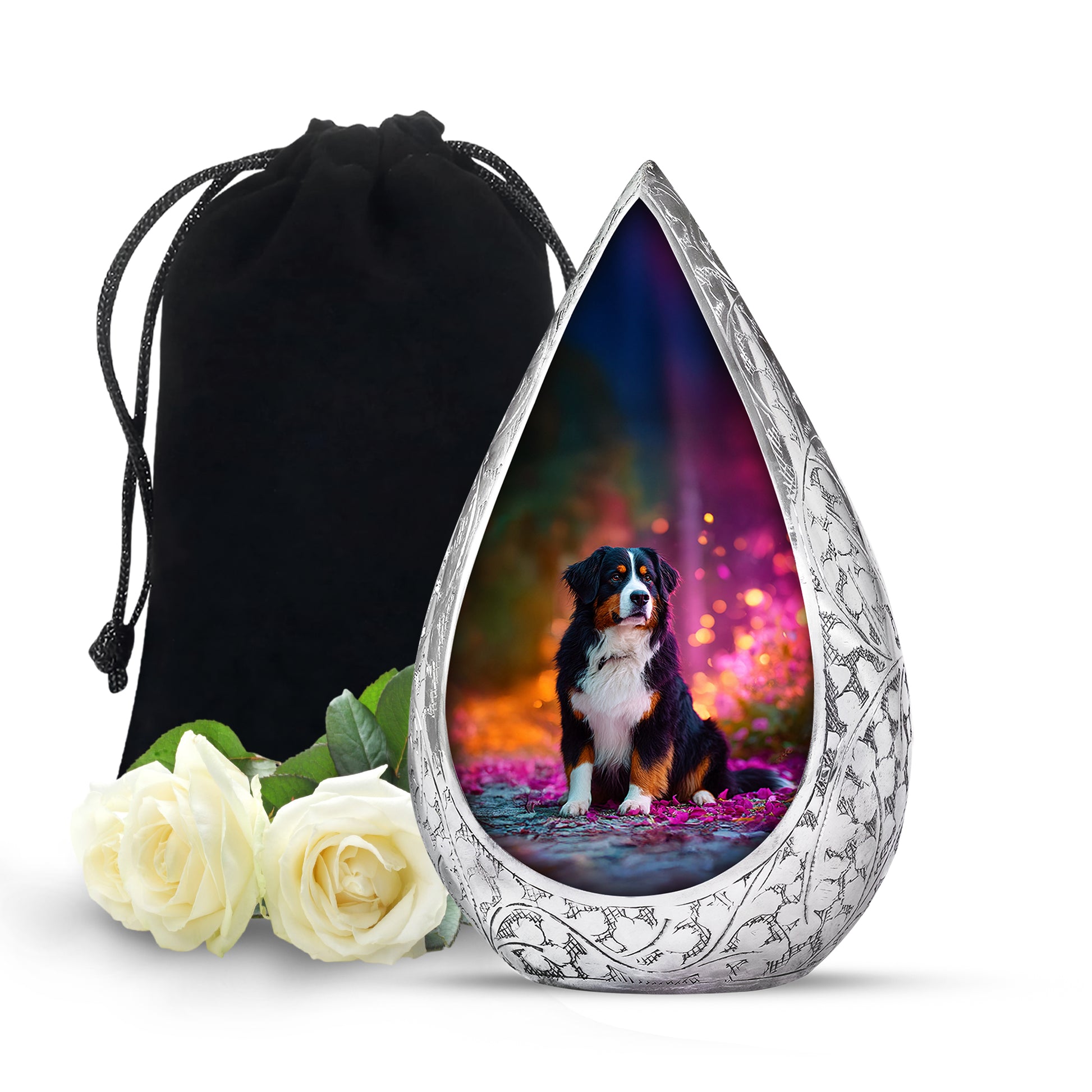 Bernese Mountain Dog Themed Urn - Personalized Pet Urns For Ashes