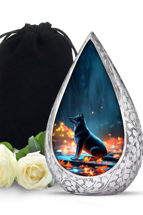 Dog in Rain Scenic Urns - Handracfted Personalized Urns For Pet Ashes