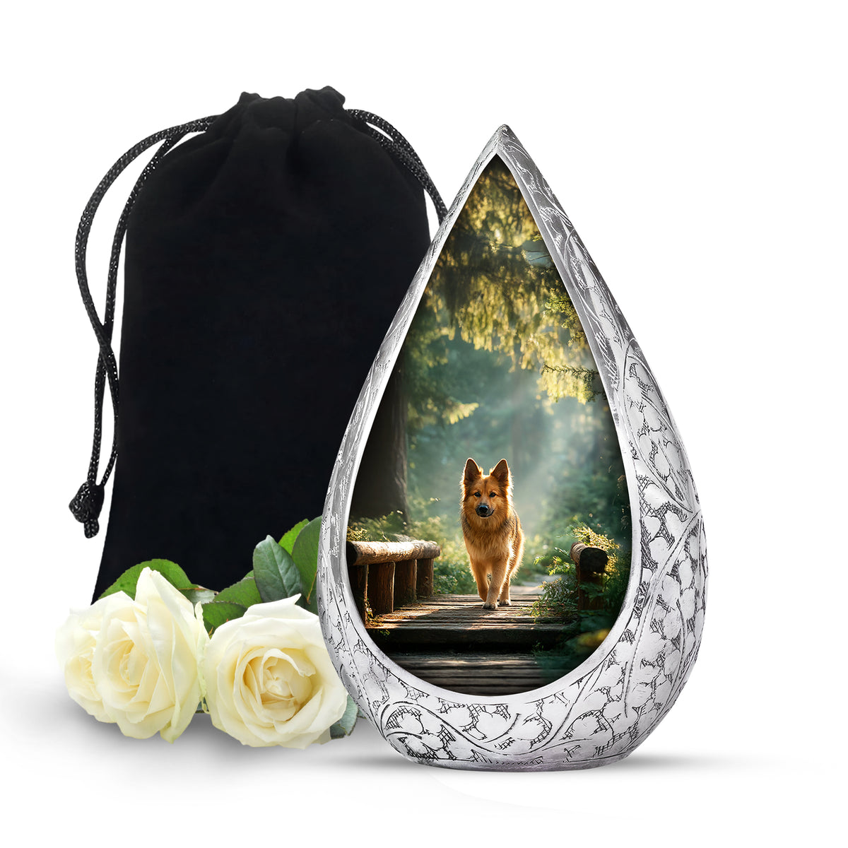 Golden Pet Dog Funeral Urn - Forest Memorial Urn For Pet