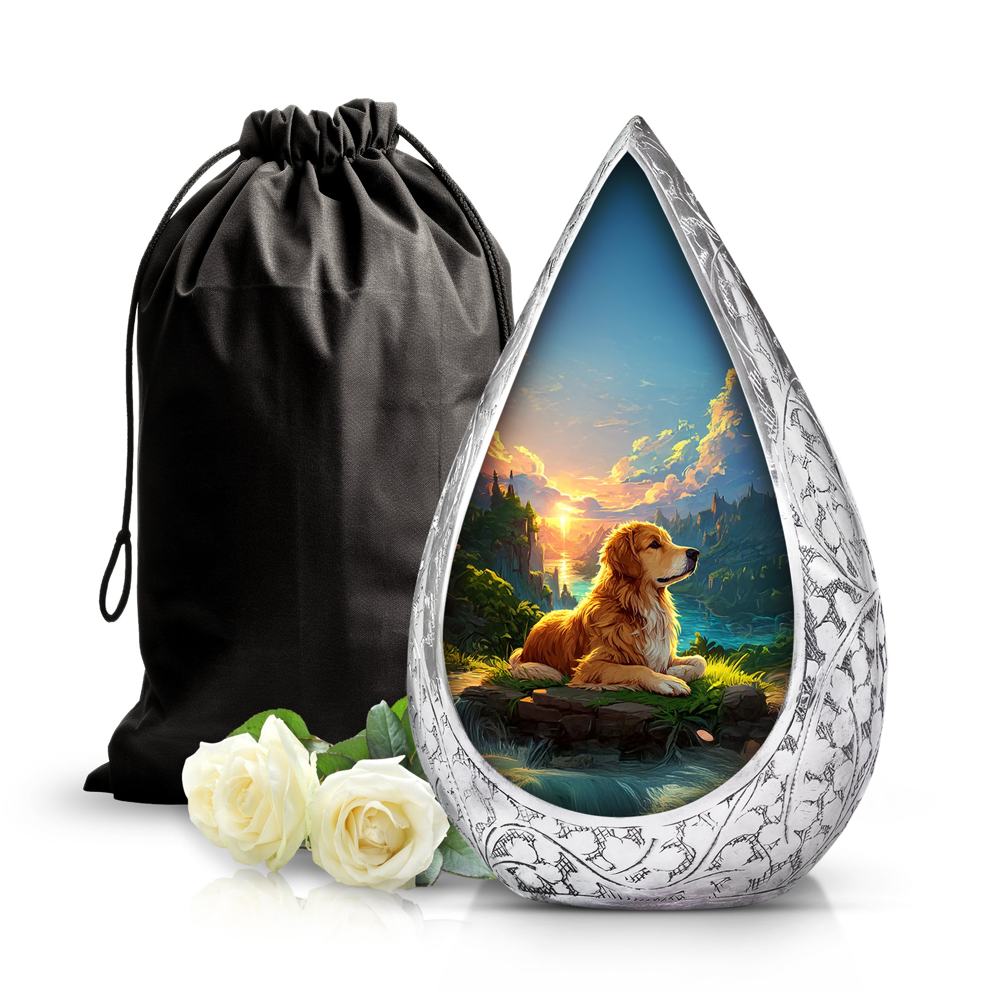 Pet Dog Memorial Urn - Beautiful Nature Cremation Memorial Urn For Dog