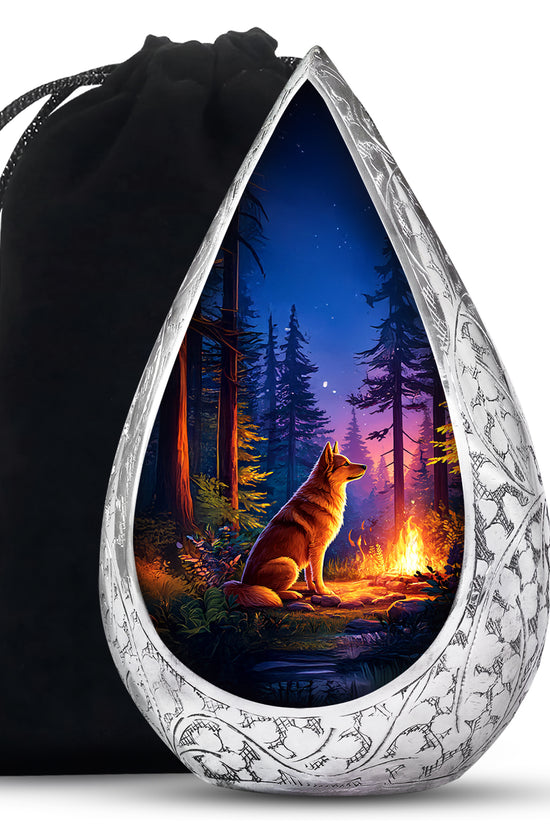 Husky Dog Cremation Urn - Forest Memorial Urn For Pet Ashes