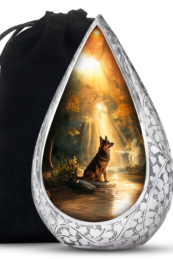 German Shepherd Fuenral Urn - Peaceful Forest Memorial Urn For Dog
