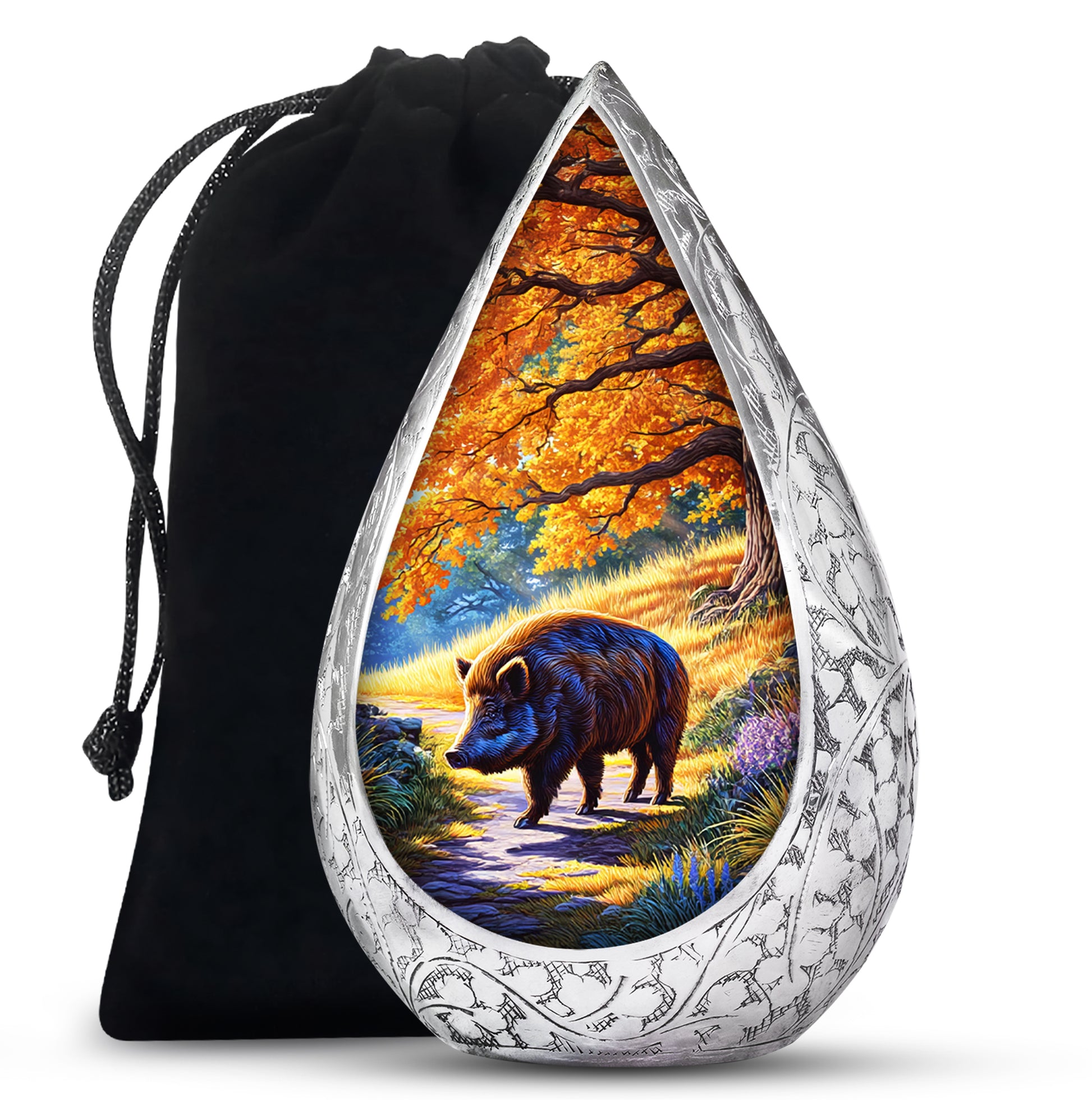 Boar Nature Cremation Urns - Beautiful Fall Forest Funeral Urns For Ashes