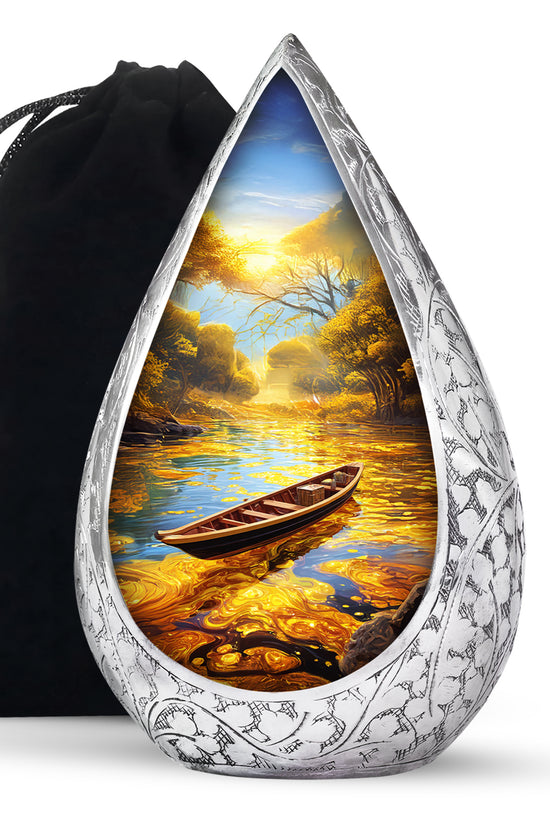 Blue Boat Cremation Urns - Lake Funeral Urns For Father & Mother