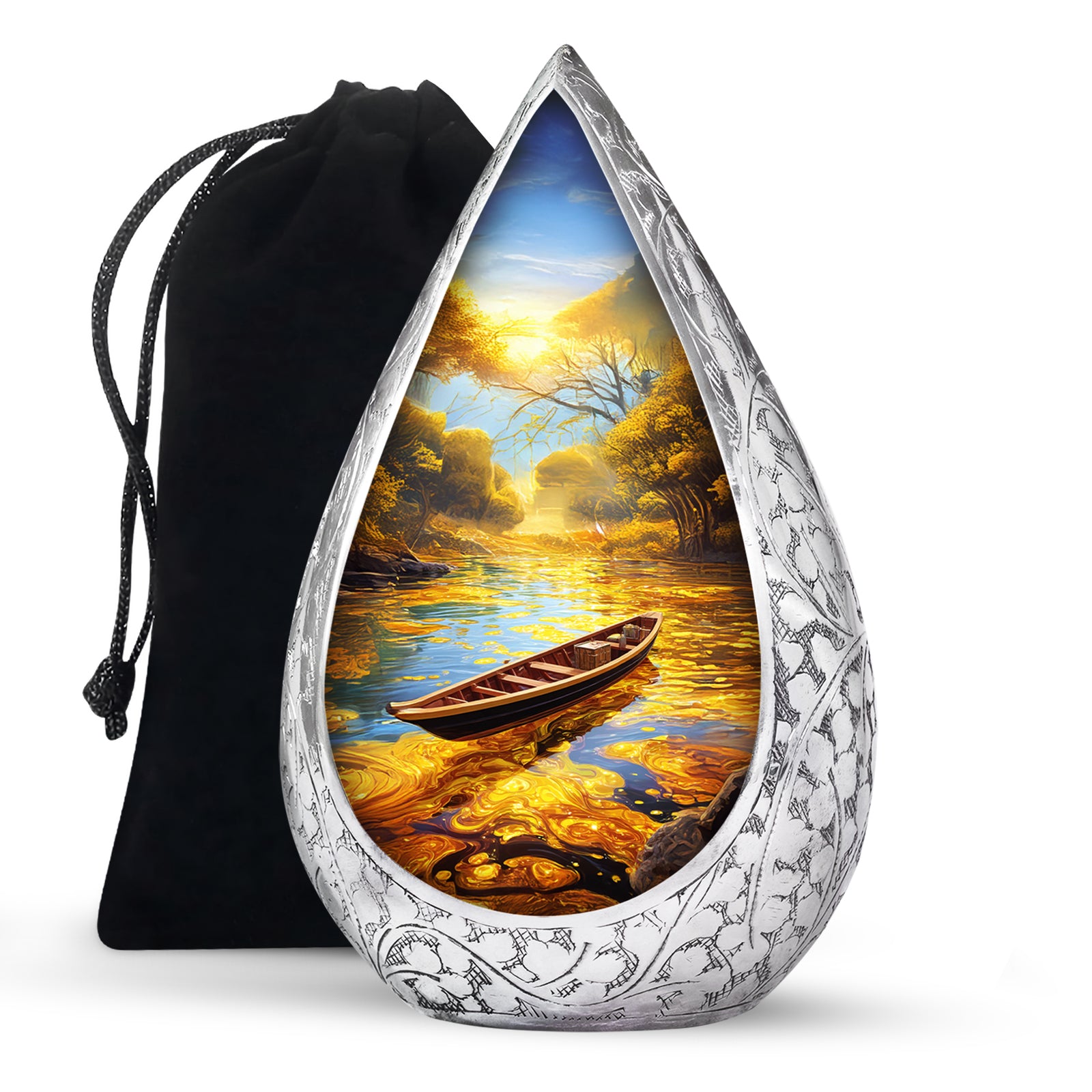 Blue Boat Cremation Urns - Lake Funeral Urns For Father & Mother