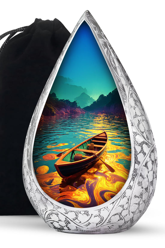 Wooden Boat Urn - Peaceful Lake Cremation Urns For Human Ashes
