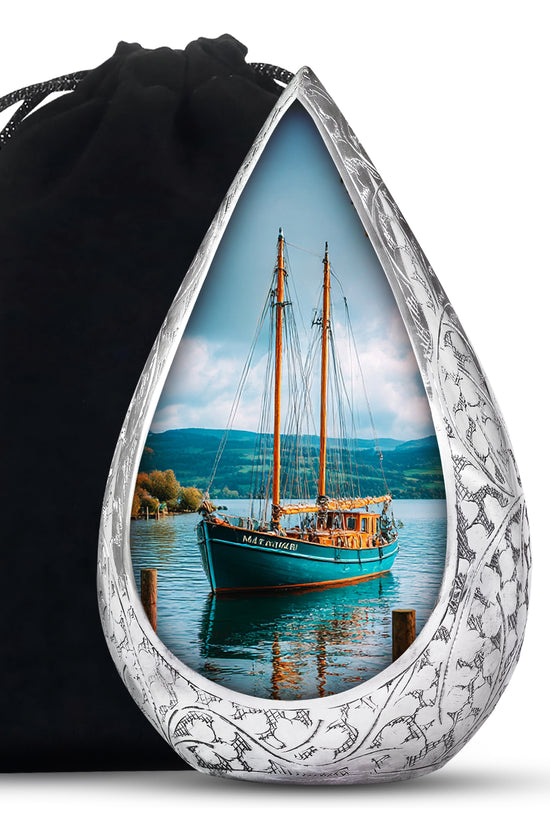 Sailboat Funeral Urn - Lake Memorial Urn For Male & Female Ashes
