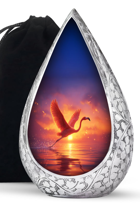 Flying Flamingo Cremation Urn - Sunset Scenic Urns For Human Ashes