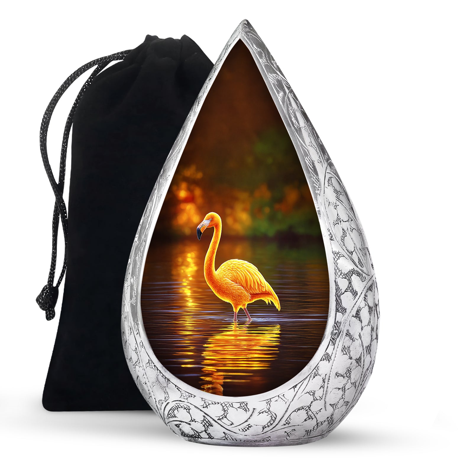 Golden Flamingo Cremation Urn - Artistic Urns For Human Ashes
