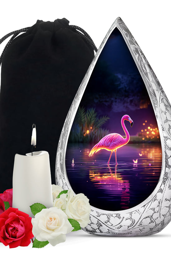 Pink Flamingo Memorial Urn - NIght Scenic Cremation Urns For Ashes