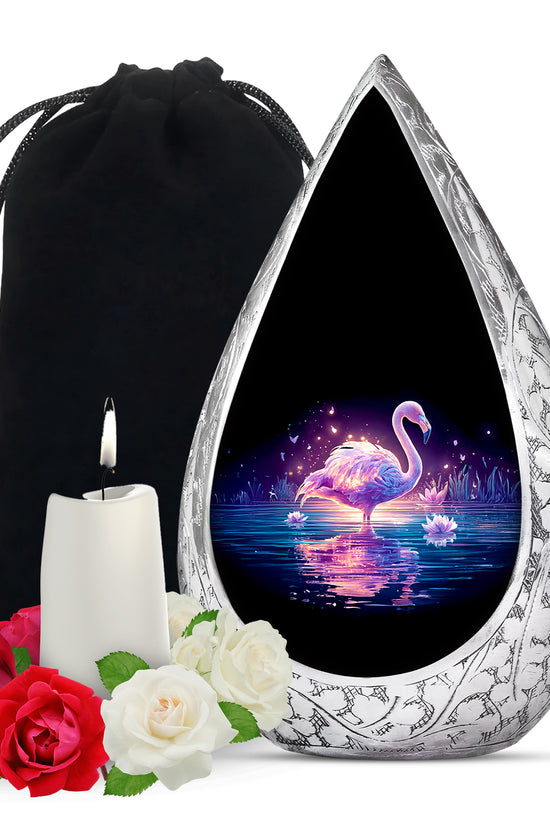 Majestic Flamingo Cremation Urn - Black Memorial Urns For Human Ashes