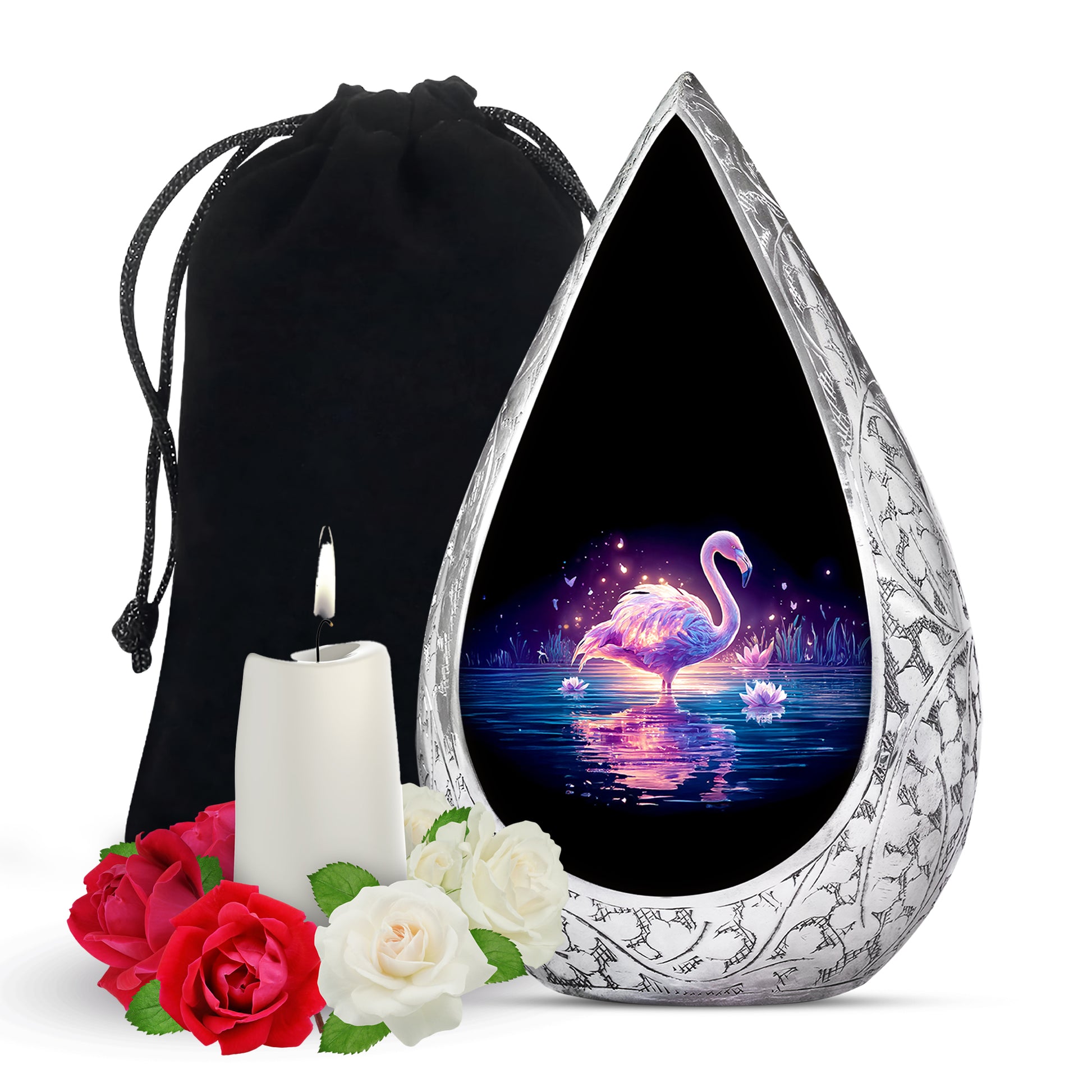 Majestic Flamingo Cremation Urn - Black Memorial Urns For Human Ashes