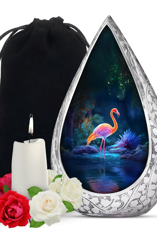 Flamingo In River Scenic Urn - Blue Memorial Urns For Human Ashes