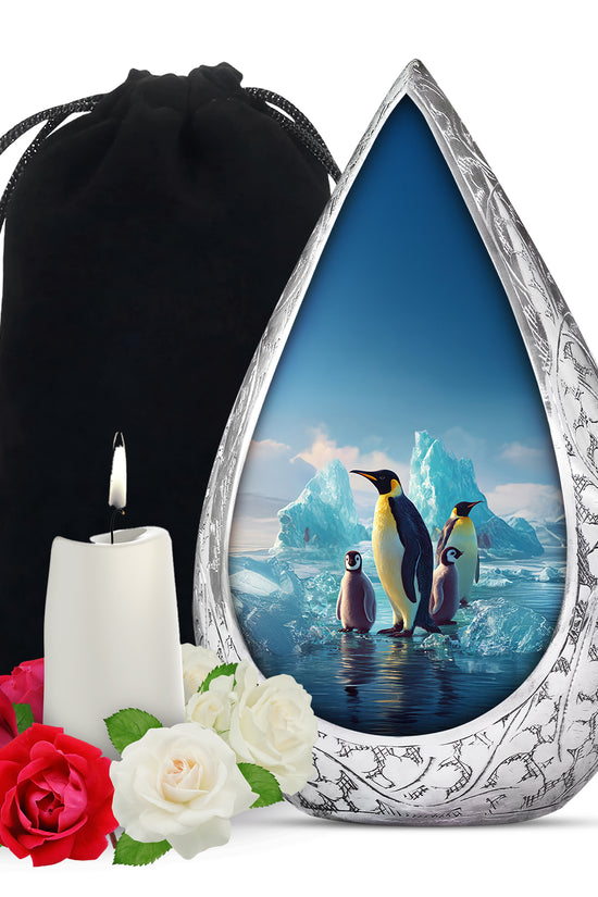 Penguin Family Memorial Urn - Arctic Cremation Urn For Loved Ones