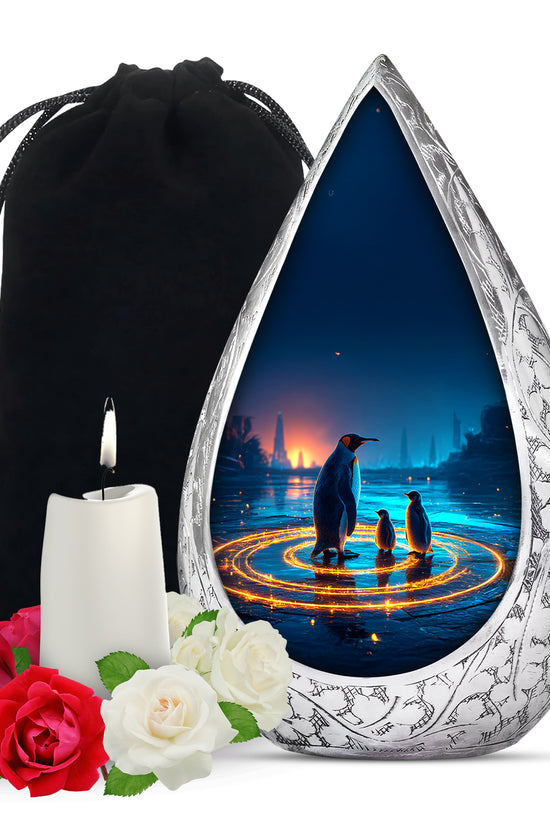Penguin Night Glow Creamtion Urn - Elegant Funeral Urn For Ashes