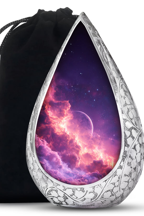 Cosmic Sky Cremation Urn - Purple Aluminium Memorial Urn For Burial