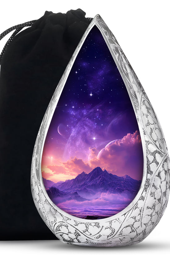 Beautiful Landscape Funeral Urn - Purple Cremation Urn For Human Ashes