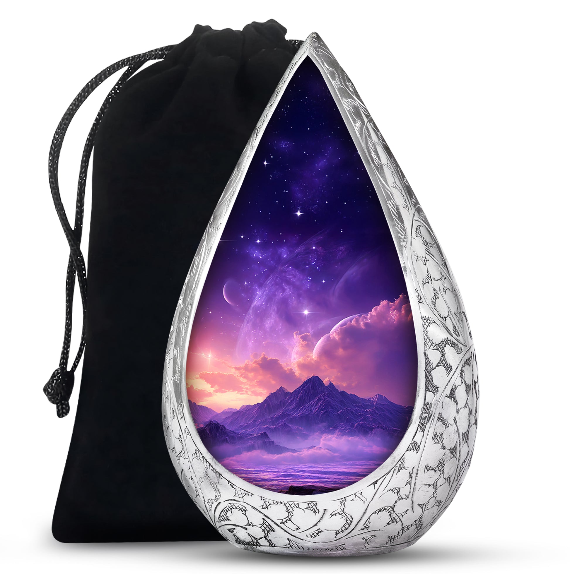 Beautiful Landscape Funeral Urn - Purple Cremation Urn For Human Ashes