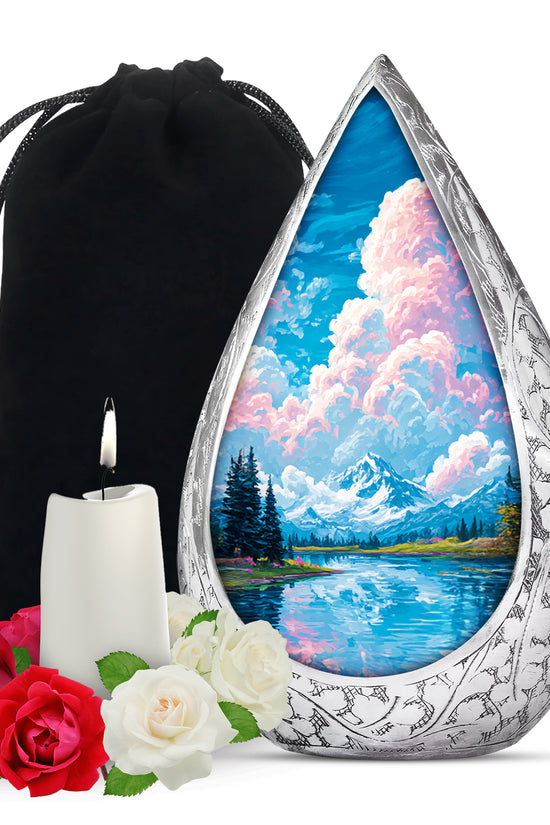 Beautiful Mountain Cremation Urn - Peaceful Nature Memorial Urn For Human Ashes