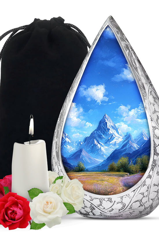 Snow Mountain Funeral Urn - Scenic Nature Cremation Urn For Loved Ones