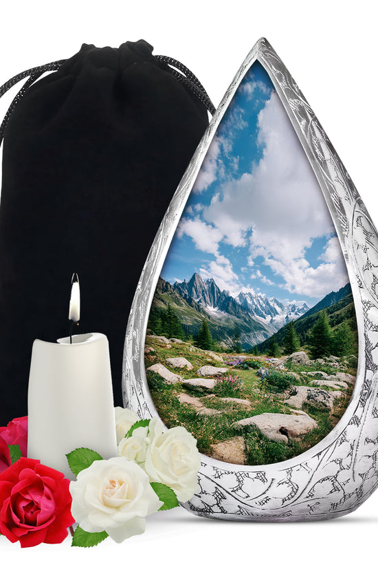 Mountain Valley Funeral Urn - Peaceful Nature Tribute Memorial Urn For Adult Ashes