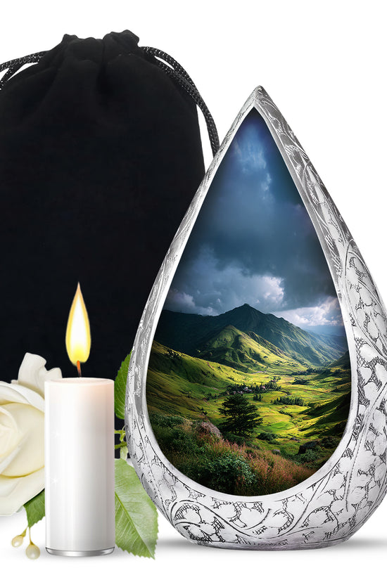 Mountain Valley Cremation Urn - Scenic Memorial Urn For Human Ashes