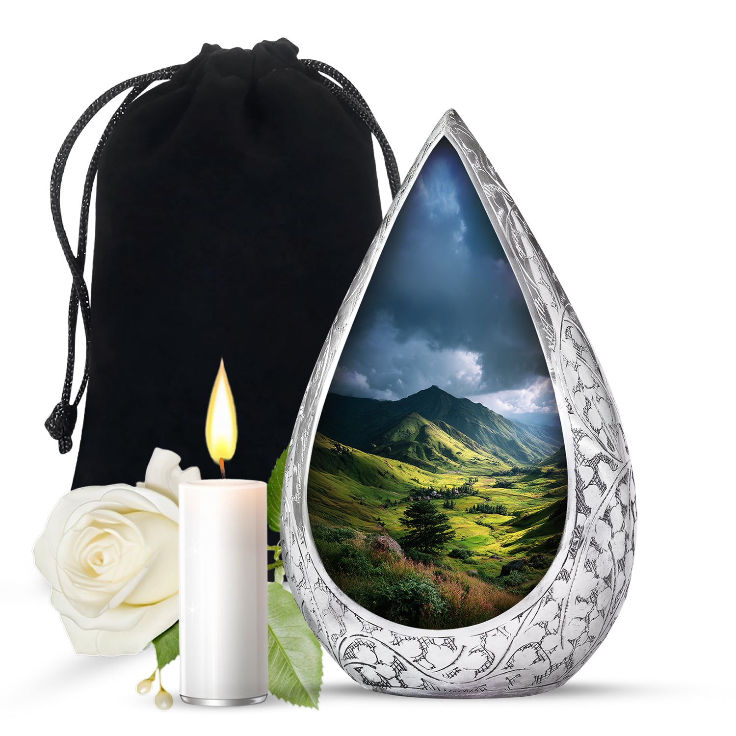 Mountain Valley Cremation Urn - Scenic Memorial Urn For Human Ashes