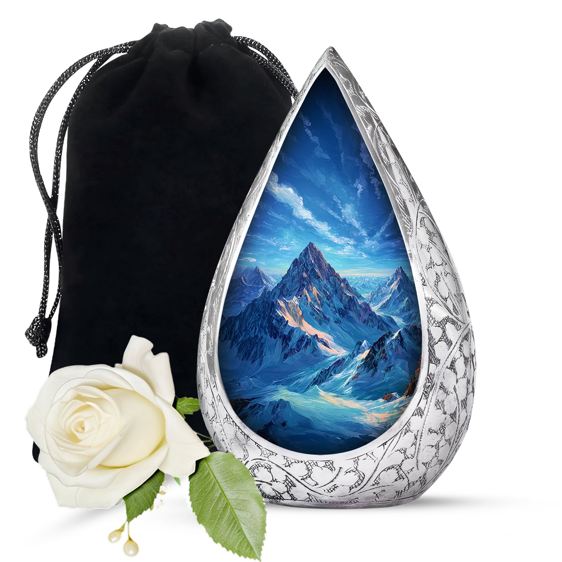 Snow Mountain Memorial Urn - Beautiful Landscape Cremation Urn For Loved One