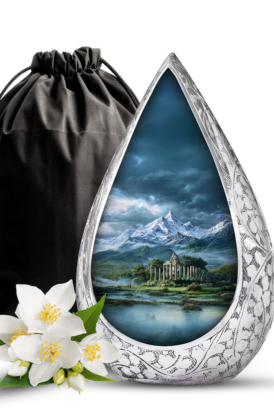 Snow Mountain Cremation Urn - Scenic Memorial Urn For Human Ashes