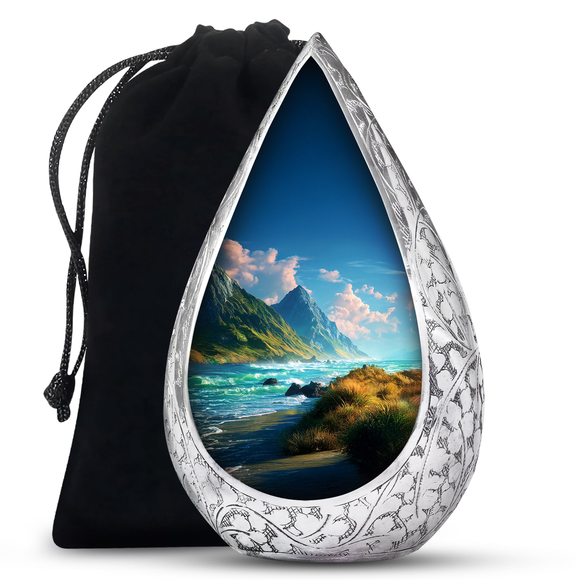 Ocean Mountain Cremation Urn - Peaceful Funeral Urn For Loved Ones