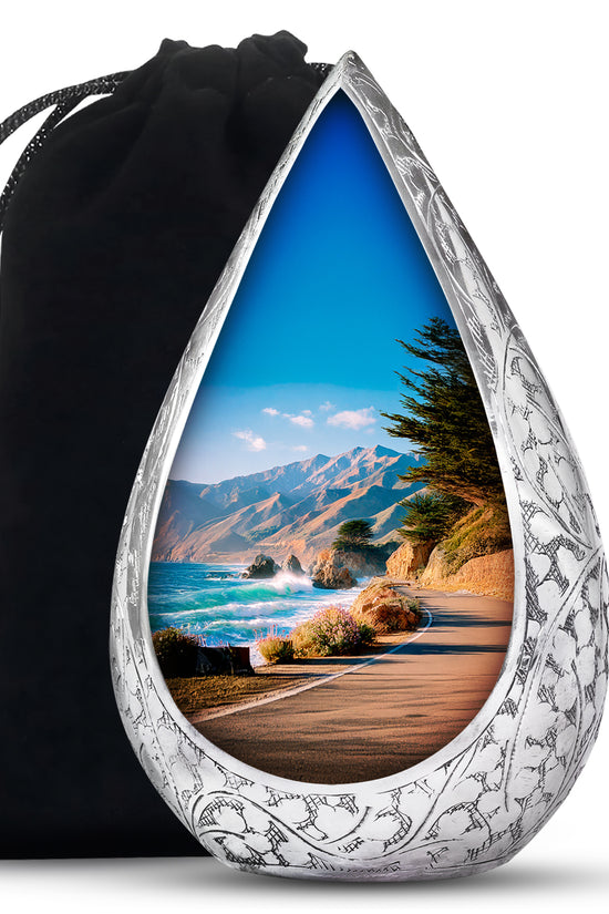 Beautiful Mountain Funeral Urn - Coastal Cremation Urn For Adult Ashes