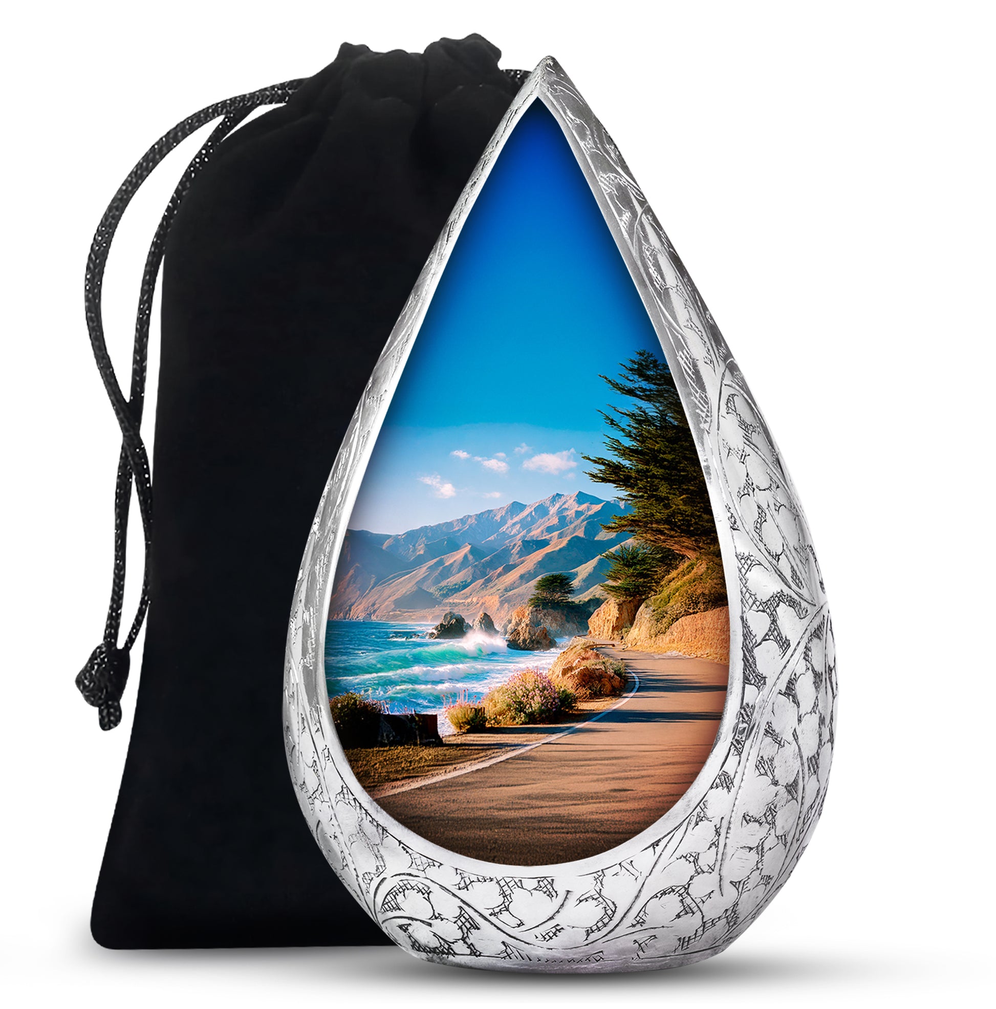 Beautiful Mountain Funeral Urn - Coastal Cremation Urn For Adult Ashes