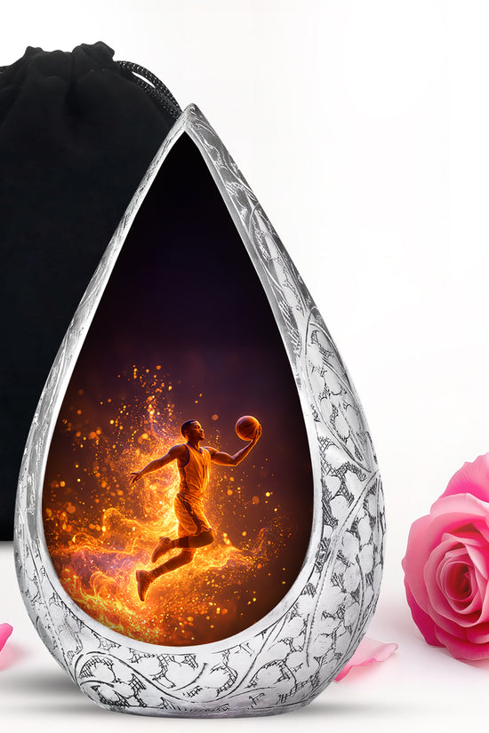 Fire Basketball Funeral Urn - Decorative Cremation Urn For Burial Ashes