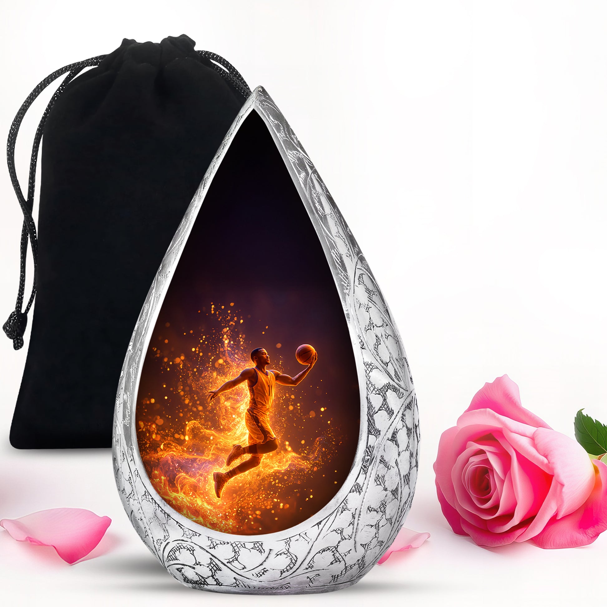 Fire Basketball Funeral Urn - Decorative Cremation Urn For Burial Ashes