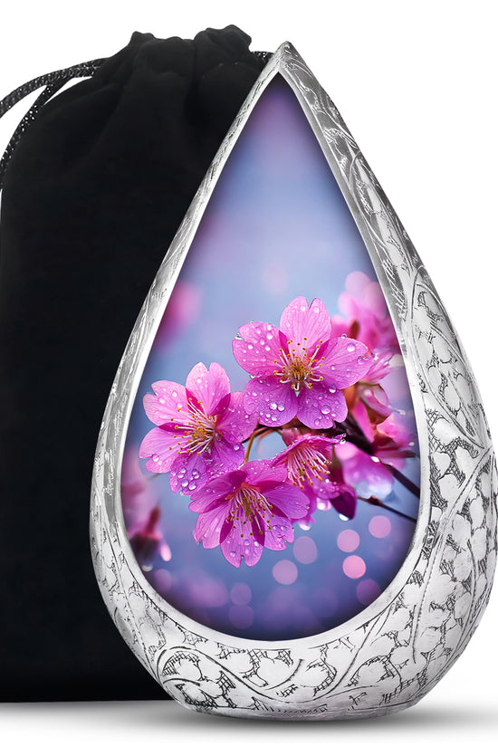 Beautiful Pink Flower Theme Memorial Urn - Beautiful Theme Memorial Urn For Mom