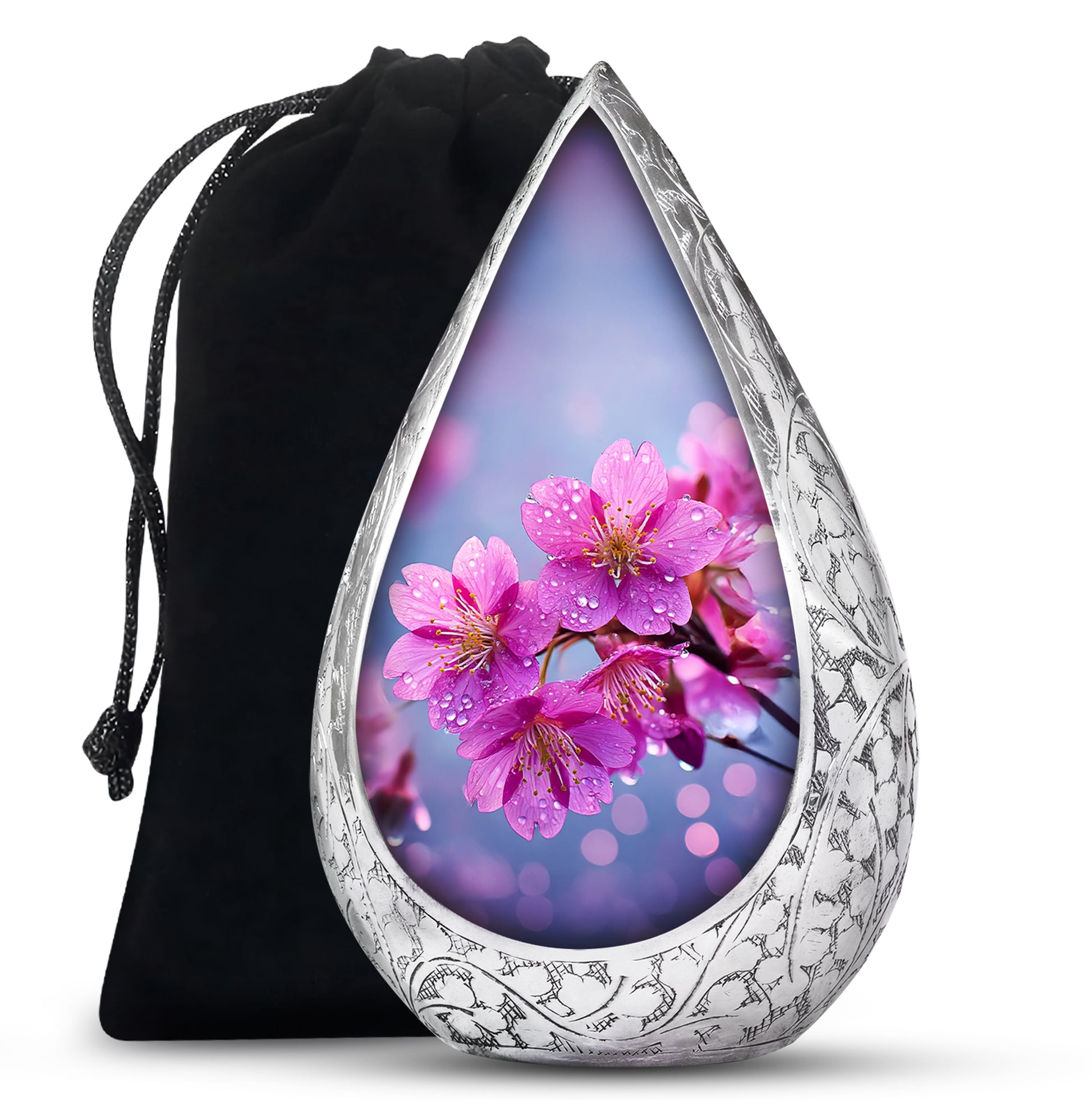 Beautiful Pink Flower Theme Memorial Urn - Beautiful Theme Memorial Urn For Mom