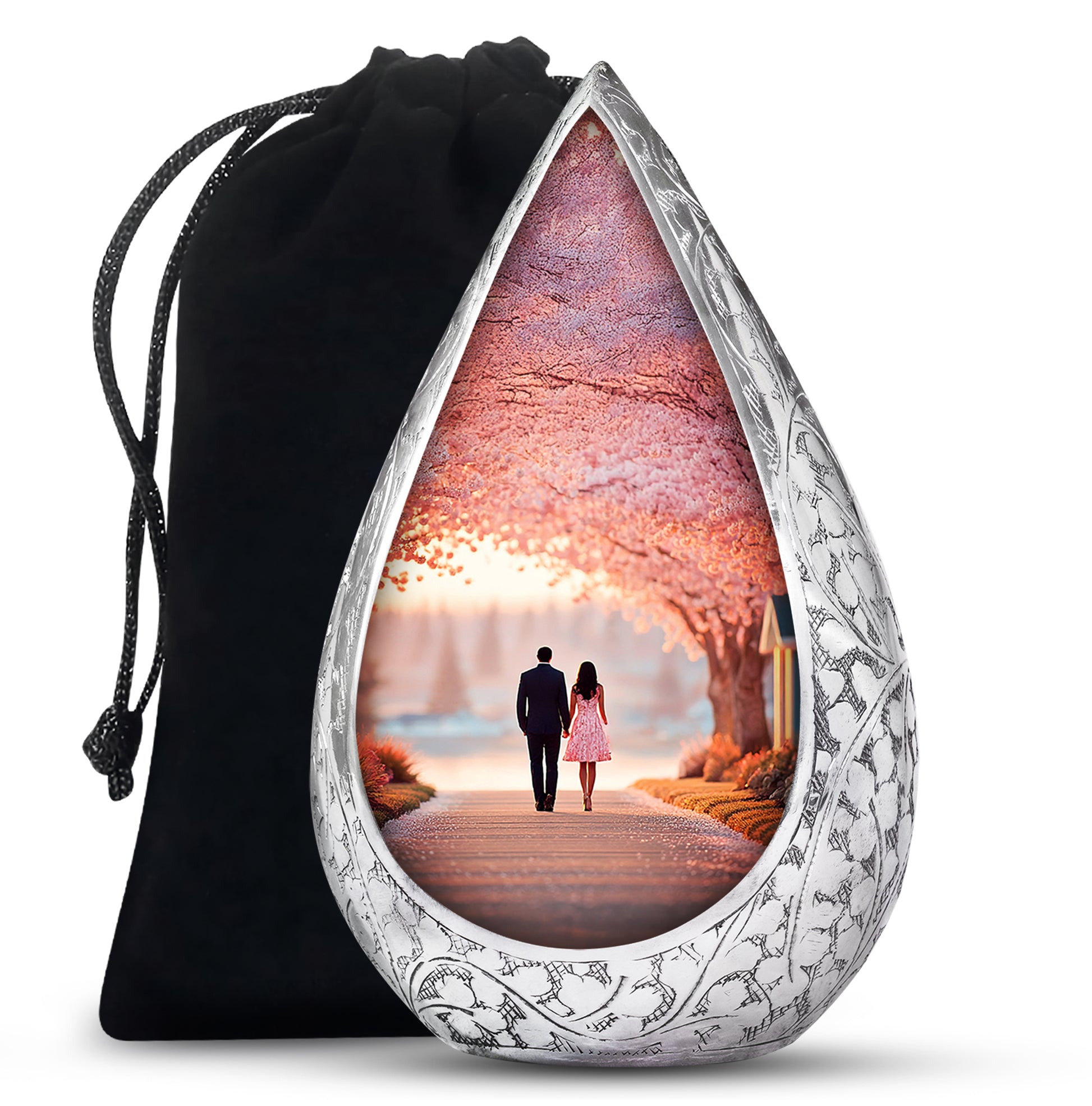 Couple Theme Cremation Urn - Pink Theme Memorial Urn For Loved Ones