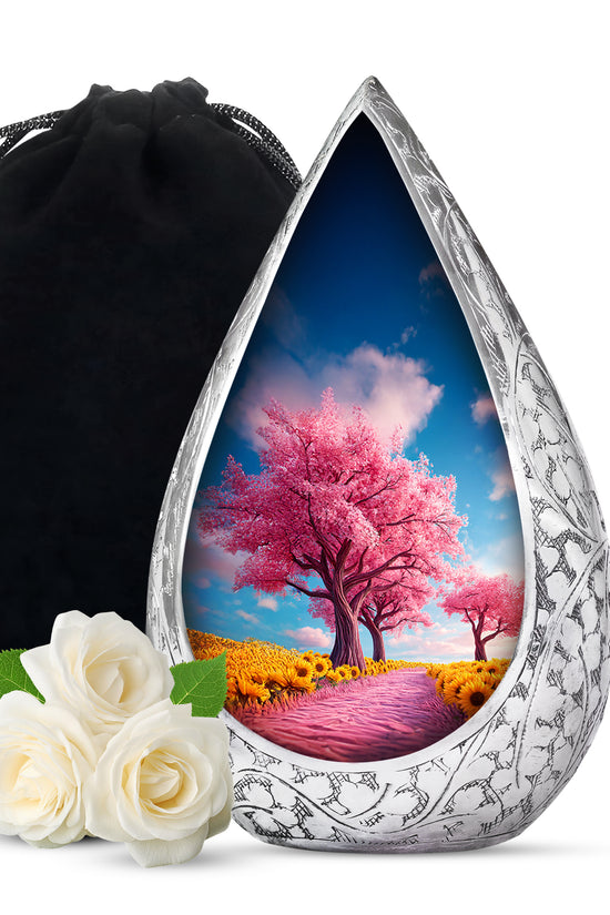 Pink Tree Memorial Urn - Decorative Funeral Urn For Human Ashes