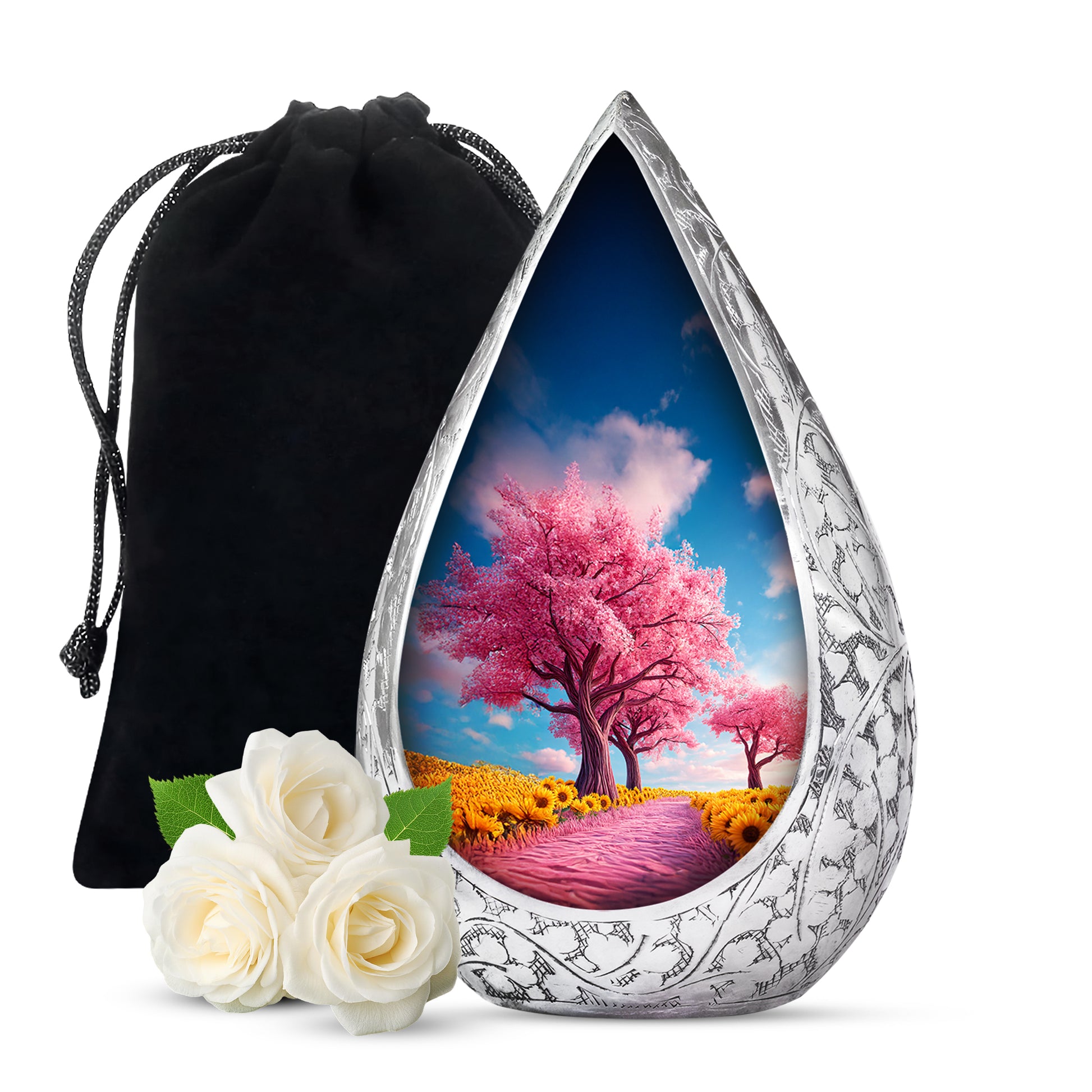 Pink Tree Memorial Urn - Decorative Funeral Urn For Human Ashes
