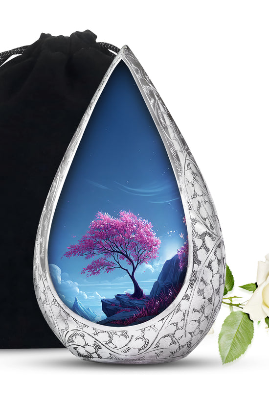 Pink Blossom Tree Cremation Urn - Beautiful Funeral Urn For Female